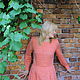 Women's linen dress with long sleeves in the floor peach. Dresses. ZanKa. Online shopping on My Livemaster.  Фото №2