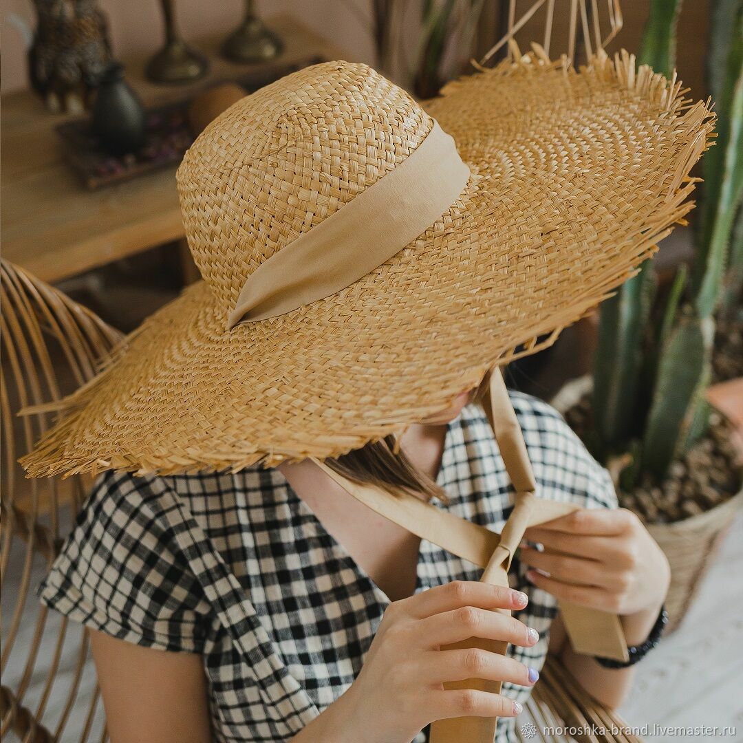 Женская вязаная хлопковая панама на весну шляпка от солнца