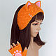 kit: Headband with Fox ears Knitted Mittens with paws. Bandage. Space Cat Knitting. My Livemaster. Фото №4