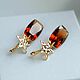 Pendientes con citrino Madeira dorado. Earrings. Solanda. Интернет-магазин Ярмарка Мастеров.  Фото №2