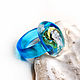 Order Glass ring 'Portrait of a jellyfish in blue' size 17. Anna Ivanova. Lampwork jewelry. Livemaster. . Rings Фото №3