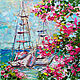 Painting with yachts 'Gurzuf in the morning' Crimea seascape, Pictures, Voronezh,  Фото №1