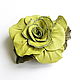 Order Leather brooch rose Duchess light green pear color. De-Si-Re. Livemaster. . Brooches Фото №3