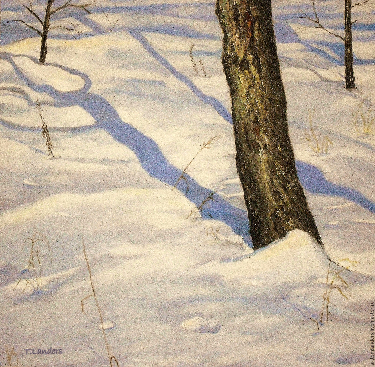 Тени на снегу живопись