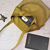 Сумки и аксессуары handmade. Livemaster - original item Lined linen shopping bag with pockets on the outside and inside. Handmade.
