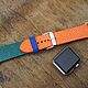Order Stingray watch strap Green Orange watchband Leather watch strap. ART ELEN. Livemaster. . Watch Straps Фото №3