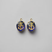 Материалы для творчества handmade. Livemaster - original item Pendants with vintage rhinestones 12h10 mm color Blue / Gold Anchor. Handmade.