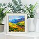 A picture of a mountain! meadow, mountain landscape, oil, impressionism 15*15 cm. Pictures. Arthelenkey (earthelenkey). My Livemaster. Фото №5