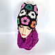  Owl hat for women, for girls (black wool). Caps. IRINA GRUDKINA Handmade Knitwear. Online shopping on My Livemaster.  Фото №2
