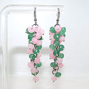 Украшения handmade. Livemaster - original item Earrings clusters of stones pink and green. Handmade.