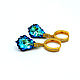 Classic earrings with Swarovski crystals Bermuda Blue. Earrings. Beaded jewelry. My Livemaster. Фото №5