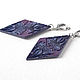Lilac blue Leather Earrings. Earrings. Two Starlings. My Livemaster. Фото №4