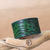 Украшения handmade. Livemaster - original item Leather Bracelet, Green leather bracelet. Handmade.