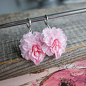 Украшения handmade. Livemaster - original item Pink peony earrings, polymer clay. Handmade.