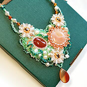 Украшения handmade. Livemaster - original item Floral necklace with agate and pearls. Handmade.