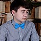 Галстук-бабочка ярко-голубой из хлопка. Галстуки. OXBRIDGE (Яна). Интернет-магазин Ярмарка Мастеров.  Фото №2