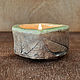 5.5cm clay candle holder with grass pattern and glaze, Candlesticks, Moscow,  Фото №1