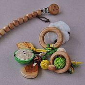 Игрушка для малыша грызунок-палочка (прорезыватель) на длинном шнурке