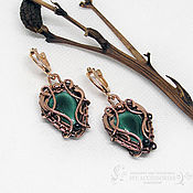 Украшения handmade. Livemaster - original item Classic Copper Emerald Vintage Earrings. Handmade.