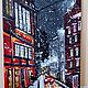 Oil painting city 'The first snow in the city', Pictures, Moscow,  Фото №1