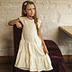 Dress-sundress made of linen for girls Siren milk color, Childrens Dress, Kaliningrad,  Фото №1