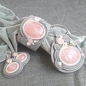 Украшения handmade. Livemaster - original item Set with rose quartz. The decoration of leather and stone. Handmade.