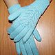 Mint, fishnet gloves. Women's knitted gloves, Gloves, Orenburg,  Фото №1