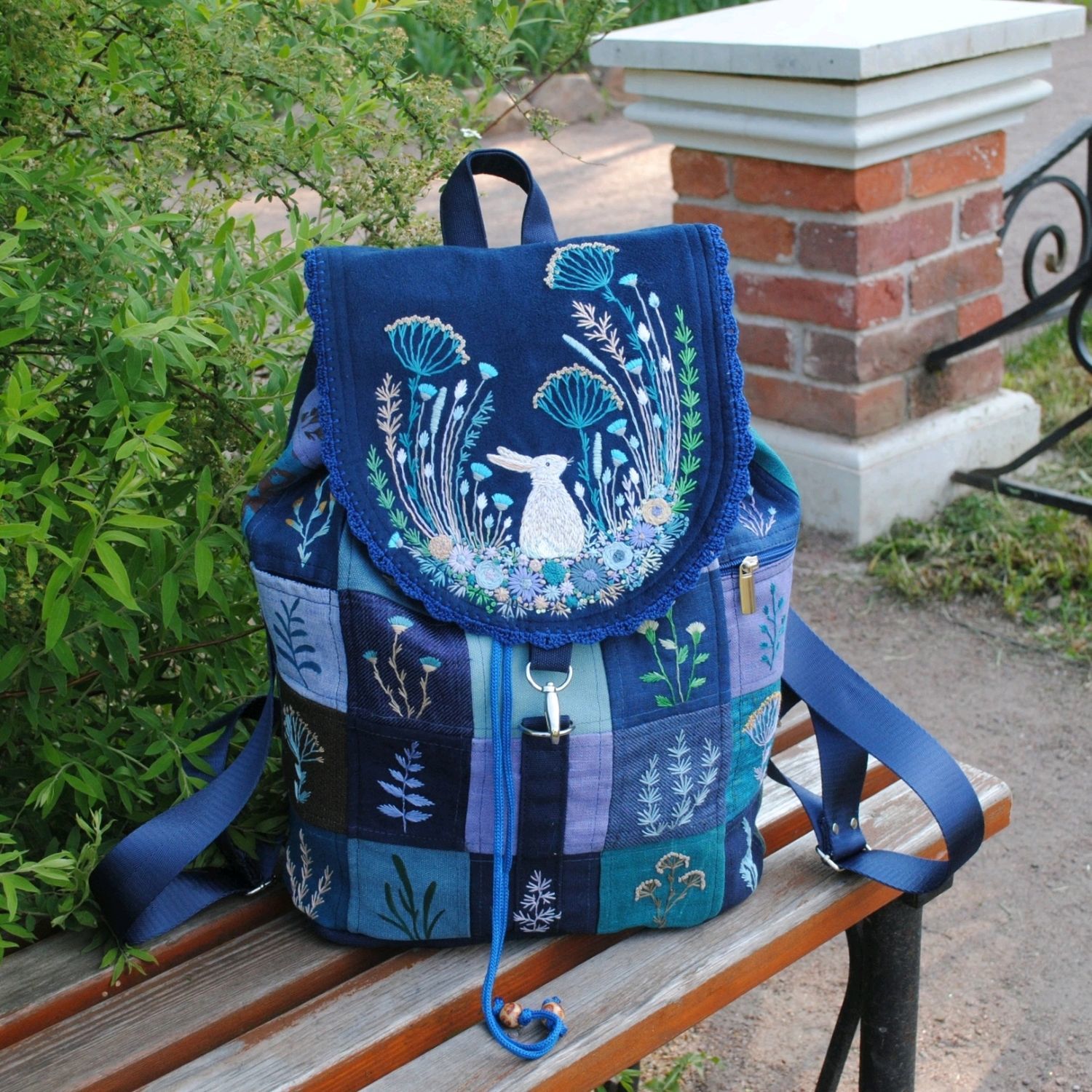 Linen backpack ' Follow the white rabbit', Backpacks, Rybinsk,  Фото №1
