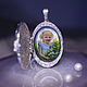 Opening Medallion with a portrait on mother of pearl. Lacquer miniature, Locket, Moscow,  Фото №1