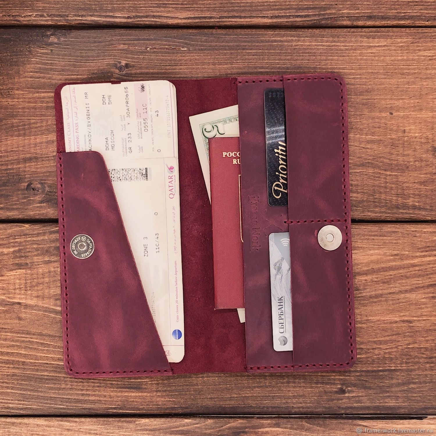Тревел-холдер на 1 паспорт из кожи Бангкок, Органайзер, Москва,  Фото №1