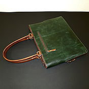 Сумки и аксессуары handmade. Livemaster - original item Leather bag. Bag-folder green pul-ap / red-brown. Handmade.