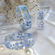 Украшения handmade. Livemaster - original item Ring with forget-me-nots in jewelry resin, flowers in a ring, female. Handmade.