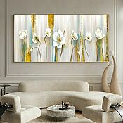 Картина маслом на холсте в гостиную Абстракция в сером цвете