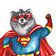 Картина акварелью Енот полоскун - супергерой супермен, Картины, Подольск,  Фото №1