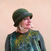 Аксессуары handmade. Livemaster - original item Hats: Green felted wool hat. Handmade.