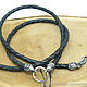 Choker, braided leather cord 3 mm with wolf heads gilding. Chokers. Urbanstyle. My Livemaster. Фото №4