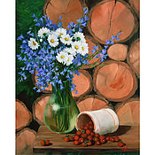 Картины и панно handmade. Livemaster - original item Painting bells and daisies 