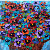 Картины и панно handmade. Livemaster - original item Bright painting with flowers pansies oil painting. Handmade.