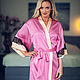 Home robe silk 100% pink with lace Gift to your wife. Robes. silk100silk (silk100silk). Online shopping on My Livemaster.  Фото №2
