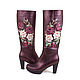 Women's boots ' Roses 3D'. High Boots. Pelle Volare. My Livemaster. Фото №4