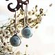 Fashionable earrings with pendants made of natural larimar, Earrings, Moscow,  Фото №1