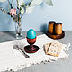 Деревянная подставка для яйца с солонкой Сибирский Кедр #ES10, Пасхальные яйца, Новокузнецк,  Фото №1