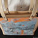 Leather cream pink blue bag handbag 'Impression, sunrise'. Classic Bag. Leather  Art  Phantasy. My Livemaster. Фото №4