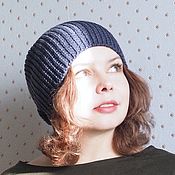 Аксессуары handmade. Livemaster - original item Caps: Hat knitted beanie hat with a half-wool elastic band. Handmade.