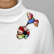 Украшения handmade. Livemaster - original item Set of brooches: Hummingbird with flower. Handmade.