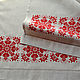 Towel with embroidery red pattern gray linen with hemstitch. Towels. EmbroideryINNAI. My Livemaster. Фото №4