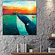 The painting on wood 75x75sm "Whale". Pictures. EVAG. My Livemaster. Фото №4