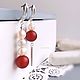 Rose Hip earrings asymmetric elongated pearls, agate. Earrings. LovelyStones. Online shopping on My Livemaster.  Фото №2
