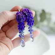 Украшения handmade. Livemaster - original item Bright Blue Flower Cluster Earrings Handmade. Handmade.