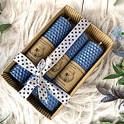Сувениры и подарки handmade. Livemaster - original item A set of natural candles made of colored wax Blue. Handmade.